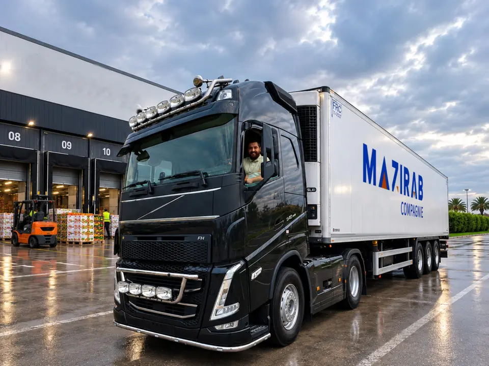 Camion MAZIRAB à quai, prêt au chargement